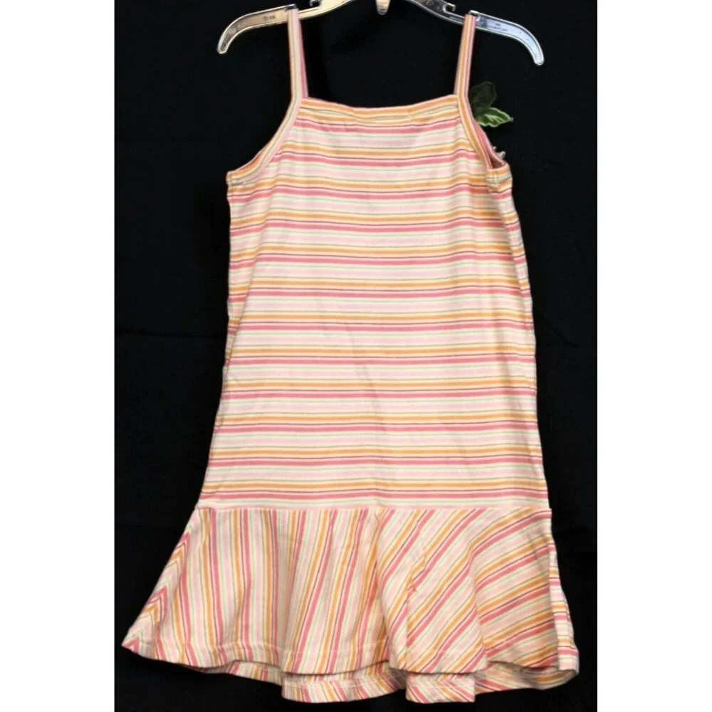NWT 2005 Gymboree Aloha Wahine Striped Tank Dress sz 6 Flower Ruffle Drop Waist